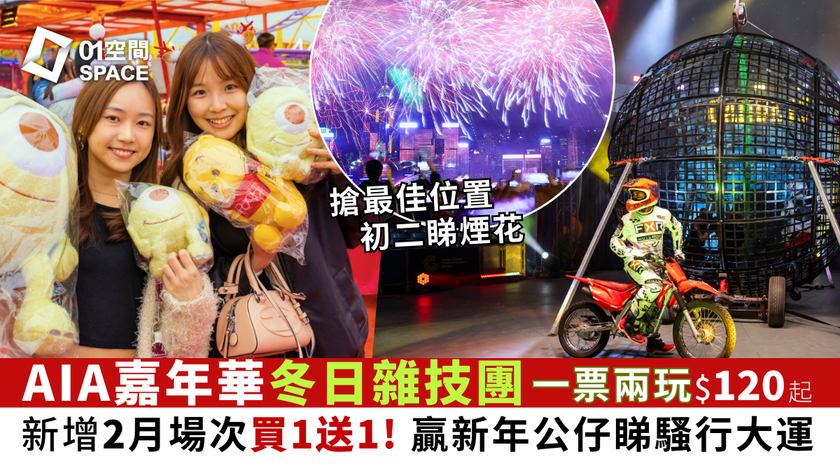 AIA雜技團2026｜門票限時買1送1！$120起免費玩埋AIA嘉年華｜中環海濱活動空間｜The Winter World Circus AIA馬戲團